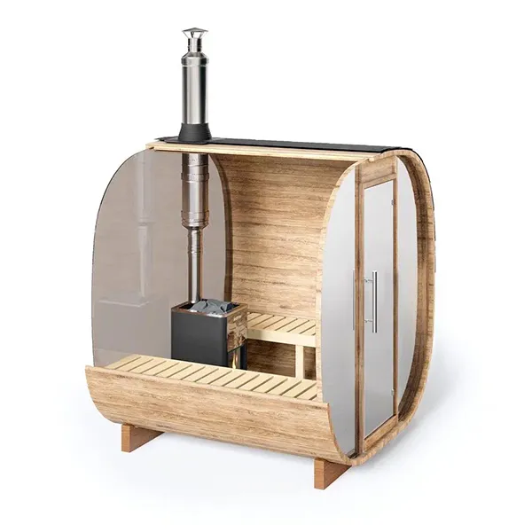 2/2.3m for 4 persons Mirrored Cube Barrel Sauna