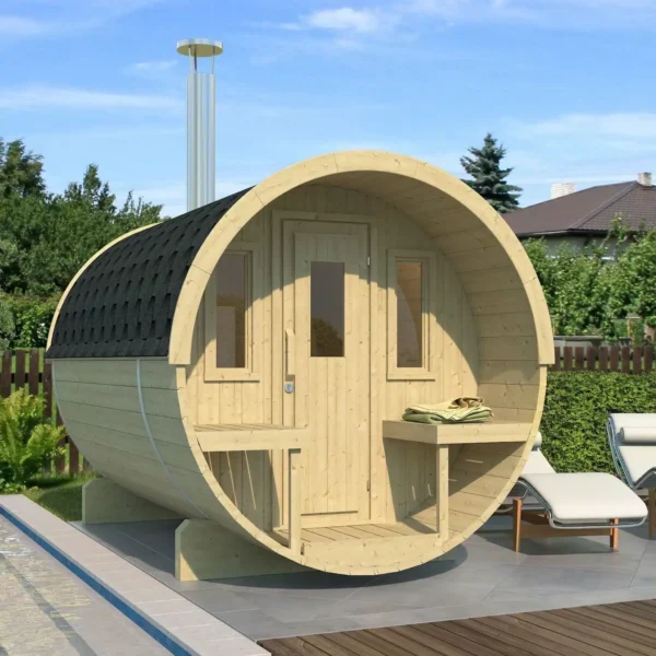 “Ehala 280” barrel sauna – 2.8m, with outdoor seating