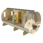 “Ehala 400” barrel sauna – 4m, with changing room and outdoor seating