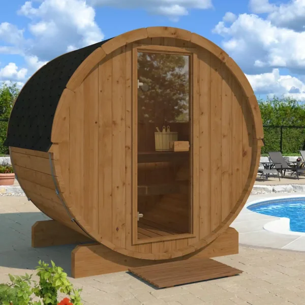 “Ehala terrace” barrel sauna from thermowood – 1.6m