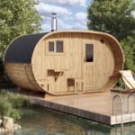 “4m” S424V Oval barrel sauna for 4 persons with terrace