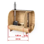 2.4m for 4 persons Cube Barrel Sauna with outside seats (SQR2V) - Image 2