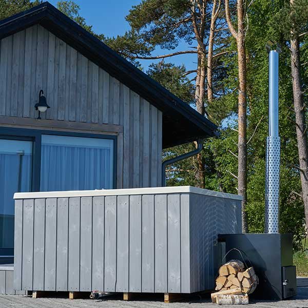 For 8 persons Wood-fired Hot Tub “Quattro” from Fiberglass