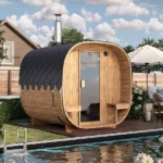 2.4m for 4 persons Cube Barrel Sauna with outside seats (SQR2V)