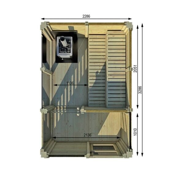 Sauna cube 2×3 m with changing room