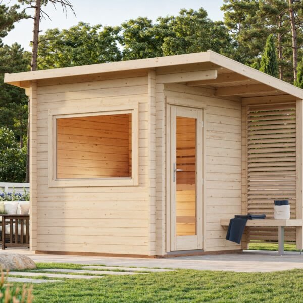 Sanna S (2.3x2.3m | 4.1m² | 44mm) Compact outdoor sauna